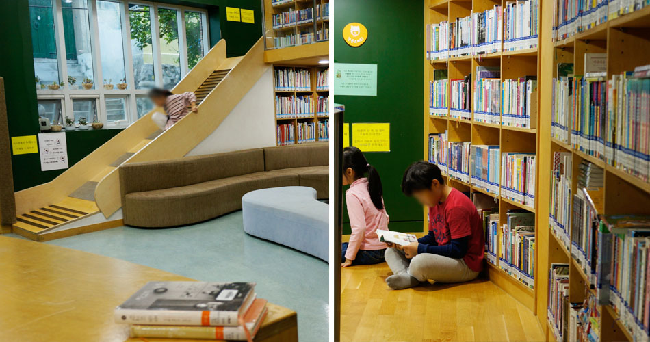 도서관 곳곳에서 자신만의 시간을 만끽하는 어린이들