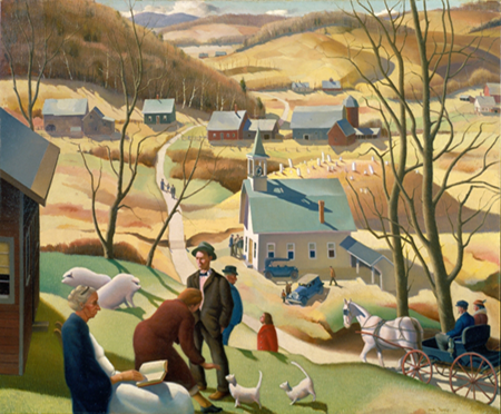 폴 샘플(Paul Sample)의 비버메도우 마을(Beaver Meadow) 1939년,  캔버스에 유채. 