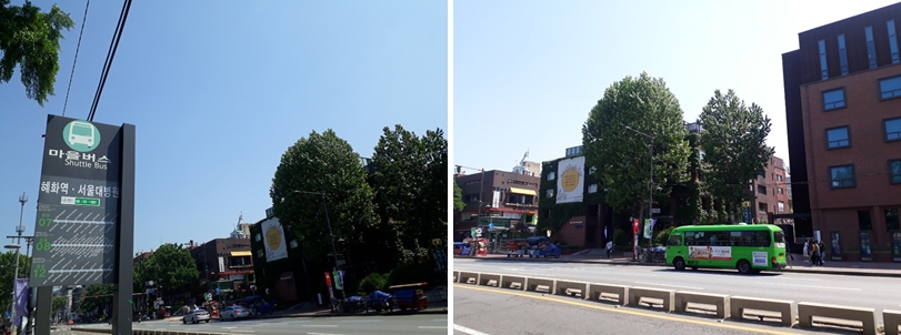 혜화역 마로니에 공원 앞을 지나가는 마을버스 마을버스 혜화역 서울대병원 
