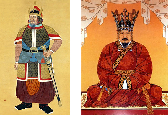 신라의 김유신 장군(좌)와 문무왕(우) (이미지 출처: 한국 기록유산 Encyves)