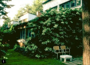 핀란드 타피올라 뉴타운 단지 내 옷손페사(Otsonpesa) 연립주택의 모습. 건축가: 하이키 시렌(Heikki Siren), 1959년