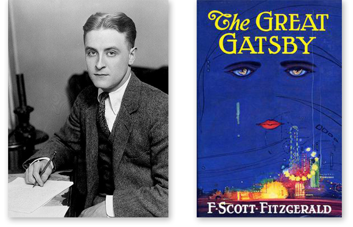 미국 소설가 프랜시스 스콧 피츠제럴드(좌)와 대표작 〈위대한 개츠비〉 포스터(우)(이미지 출처: 나무위키, 위키백과)
