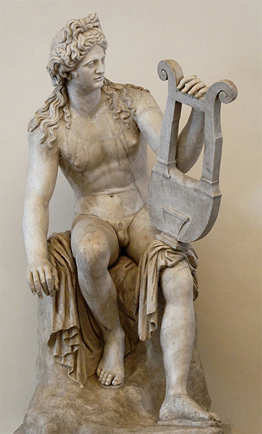 태양과 예언 및 광명·의술·궁술·음악·시를 주관하는 아폴론 신 (이미지 출처: 위키백과)
