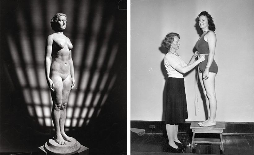 1943년 클리블랜드 건강박물관에서 만든 여인상 ‘노르마’와 대회 참가자 (이미지 출처: sashaarchibald)