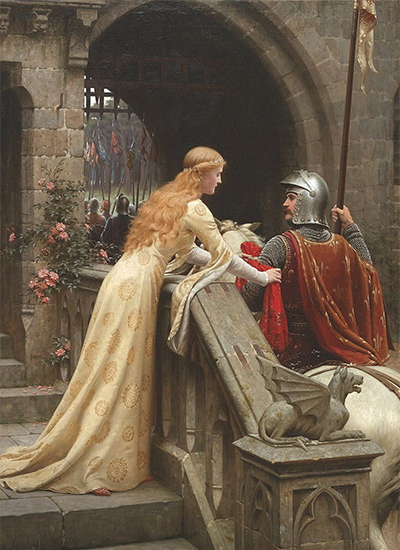 중세시대 기사들의 궁정풍 연애(coutly love)를 다룬 에드먼드 레이턴의 그림 (이미지 출처: 위키백과)