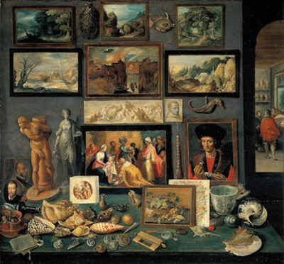  <미술품과 희귀품 수집실(Chamber of Art and Curiosities)> 1636년,  목판에 유채