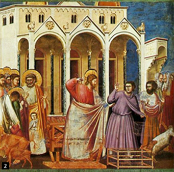 죠토(Giotto, 1266–1337년) <신전에서 환전상과 상인들을 쫓아내는 예수(Casting out the money changers from the Temple)>