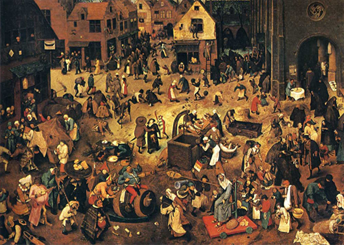 <사육제와 사순절의 싸움(The Fight between Carnival and Lent)>, 1559년, 판넬에 유채, 118 × 164cm. Kunsthistorisches Museum, Vienna